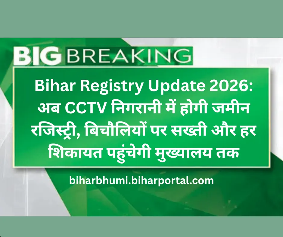 Bihar Registry Update 2026: अब CCTV निगरानी में होगी जमीन रजिस्ट्री, बिचौलियों पर सख्ती और हर शिकायत पहुंचेगी मुख्यालय तक